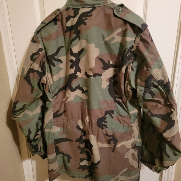 Vintage Woodland Camo Military Field Jacket Men's Medium Long military - Picture 4 of 8